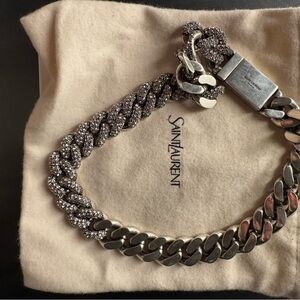 Saint Laurent Ysl Crystal curb chain necklace new unwanted gift . Authentic